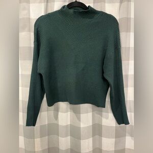 Maeve Forest Green Ribbed Mock Neck Sweater
